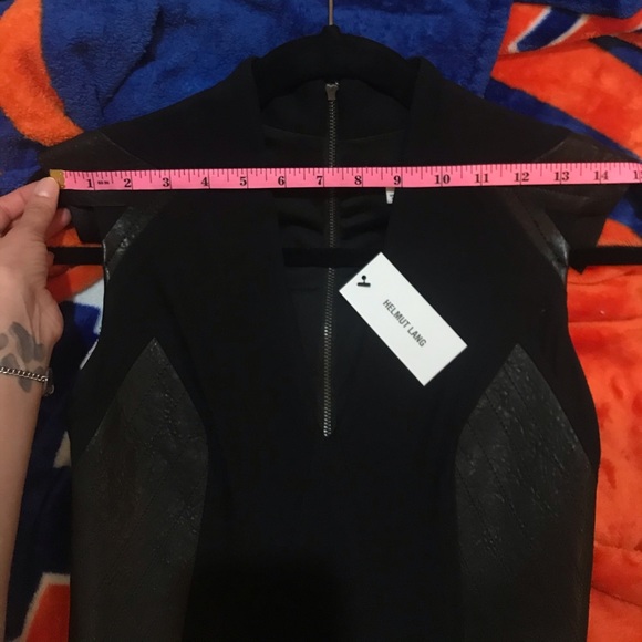 NWT Helmut Lang black dress with leather inserts 0 - Picture 7 of 10